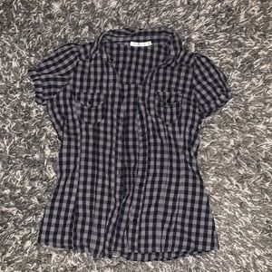 Checkered Black and Gray Women's Blouse